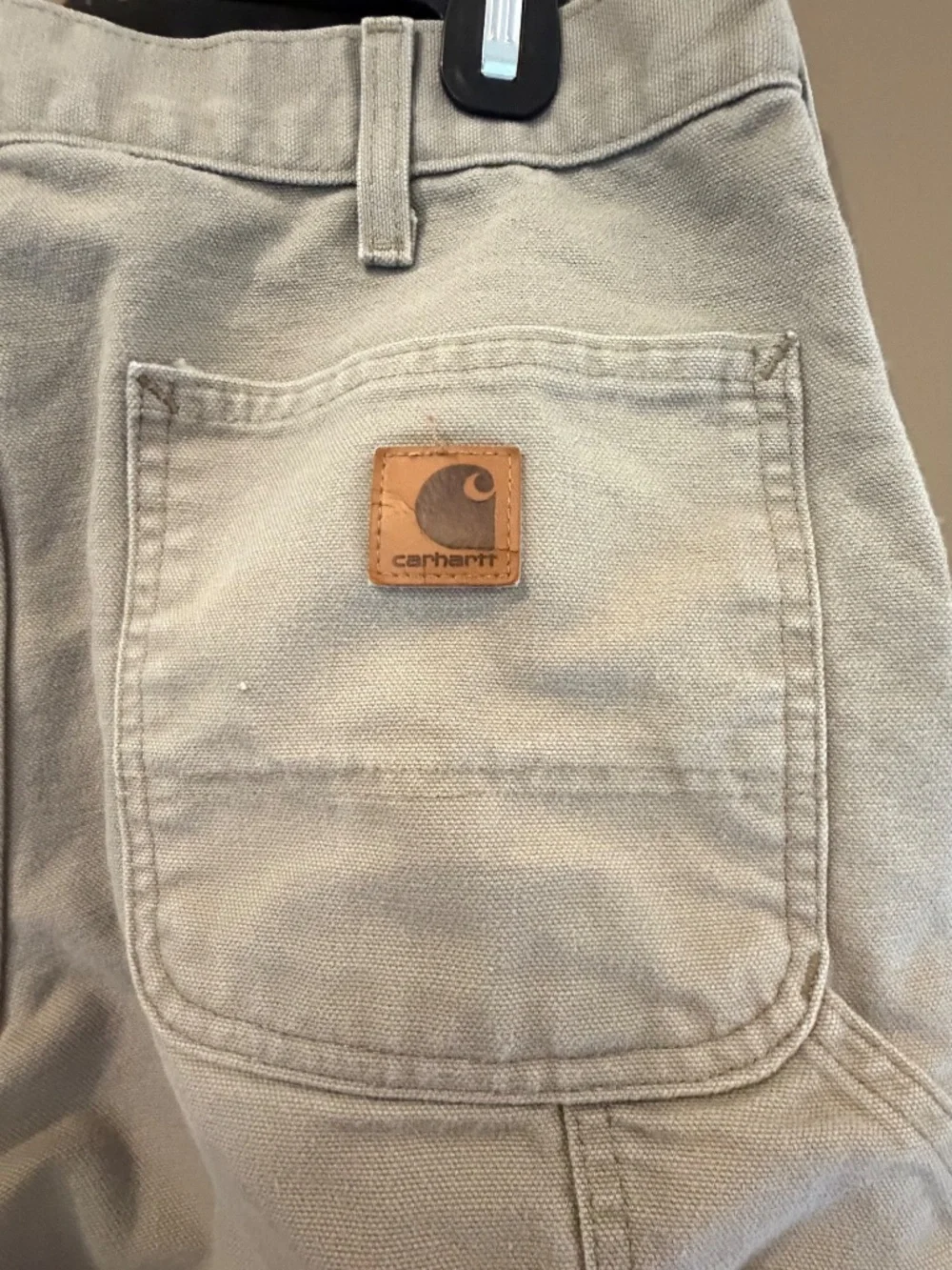Men's Carhartt Canvas Carpenter Pants Tan, Size 34x32 (Label says 34x34)